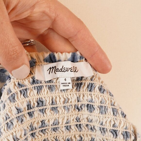 Madewell Shibori-Print V-Back Cotton Top - Size 4 - Picture 4 of 6